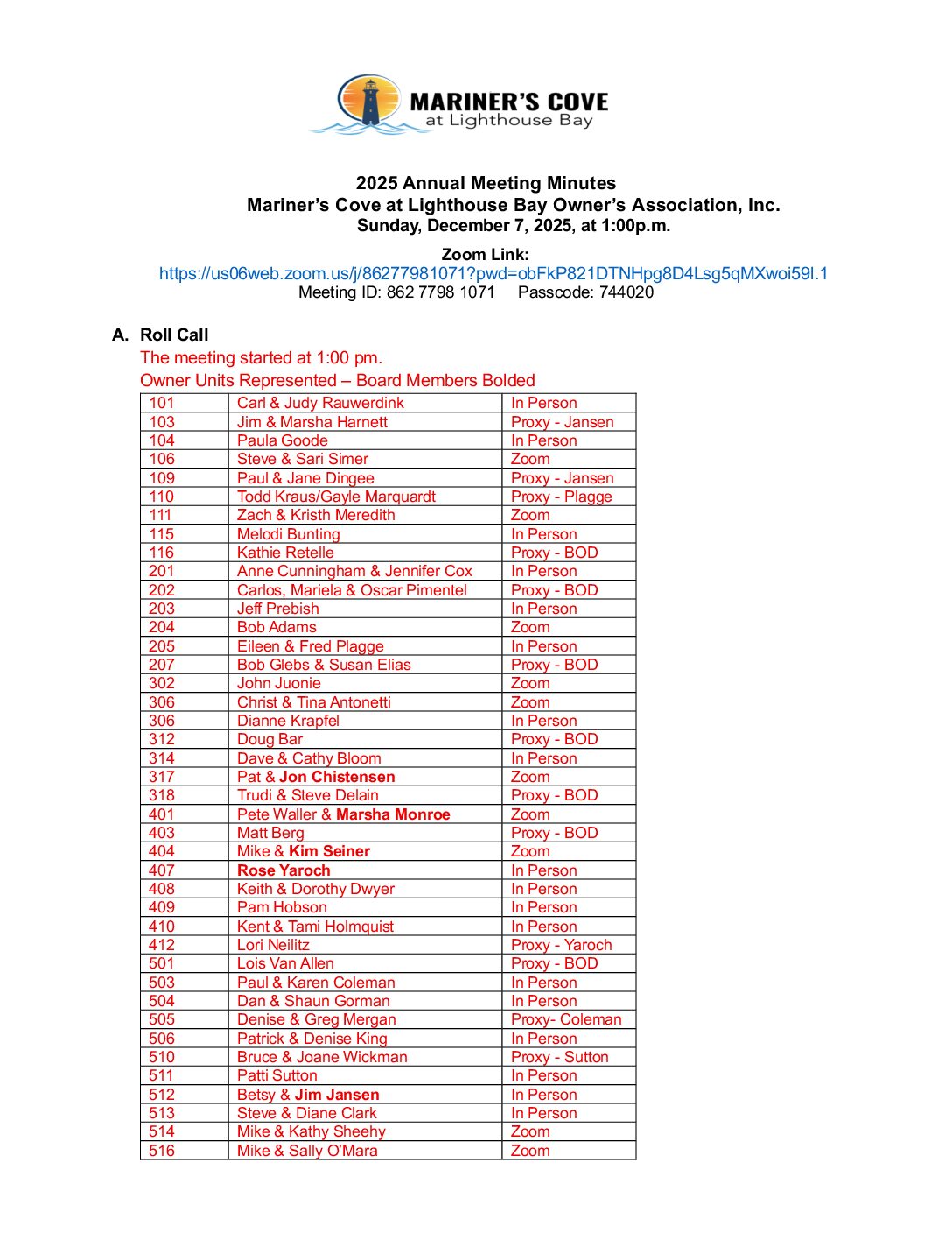 2025 Annual Meeting Minutes DRAFT