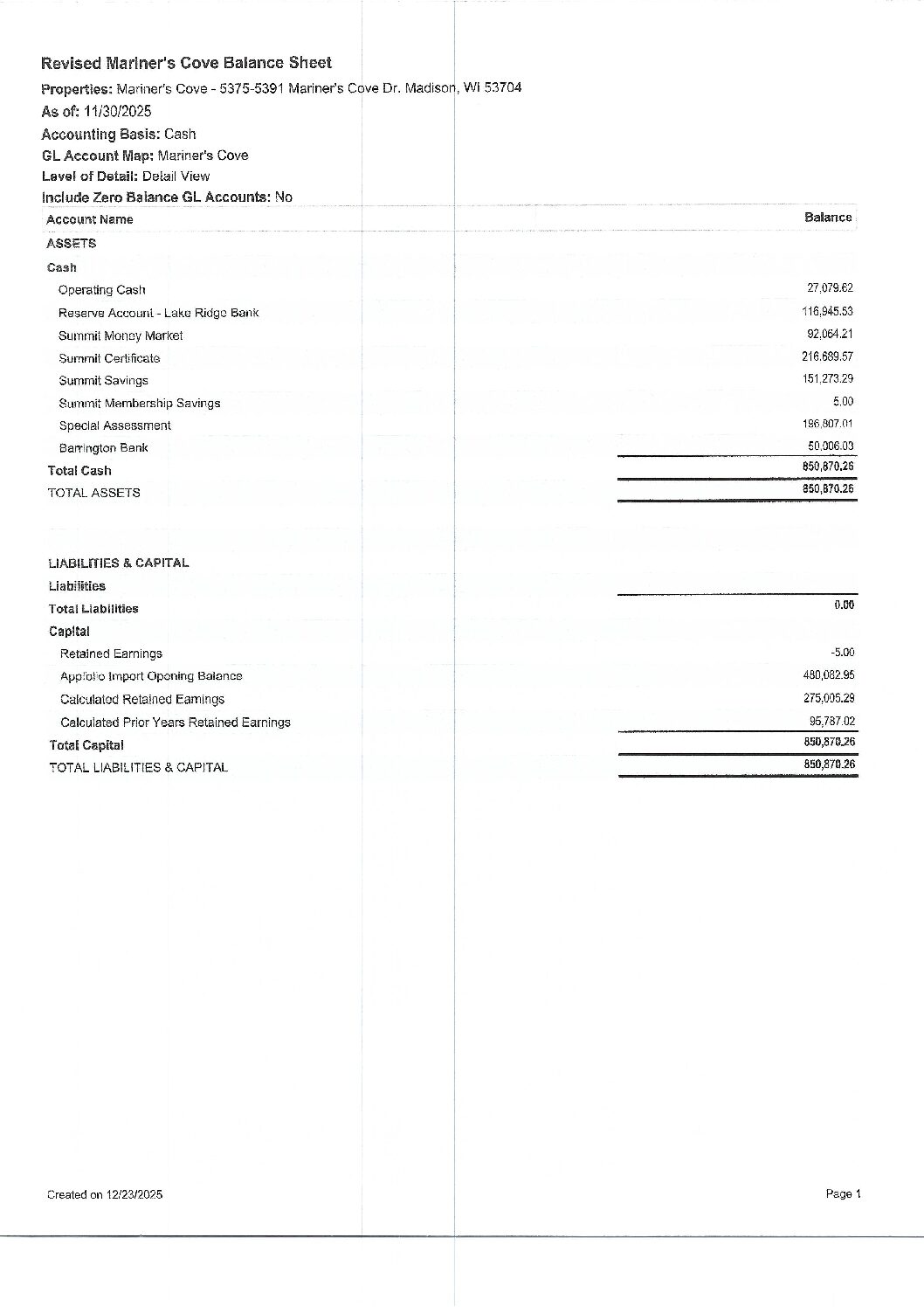 Financials November 2025