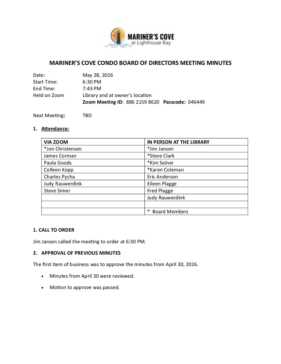 May Meeting Minutes