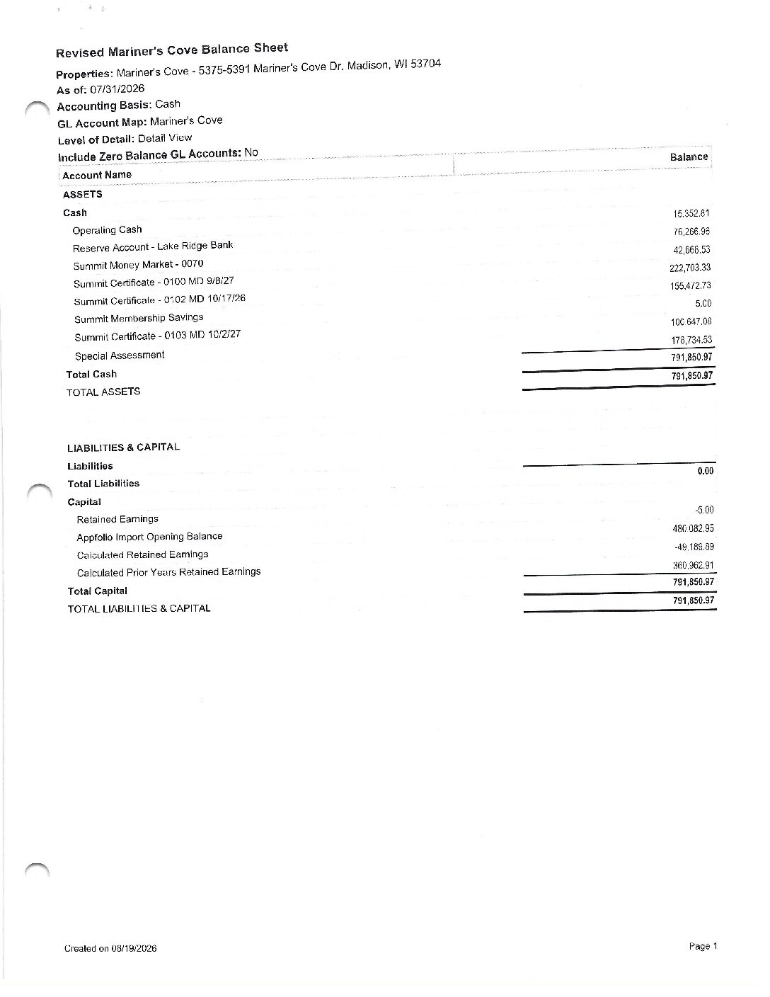July Financials 2026
